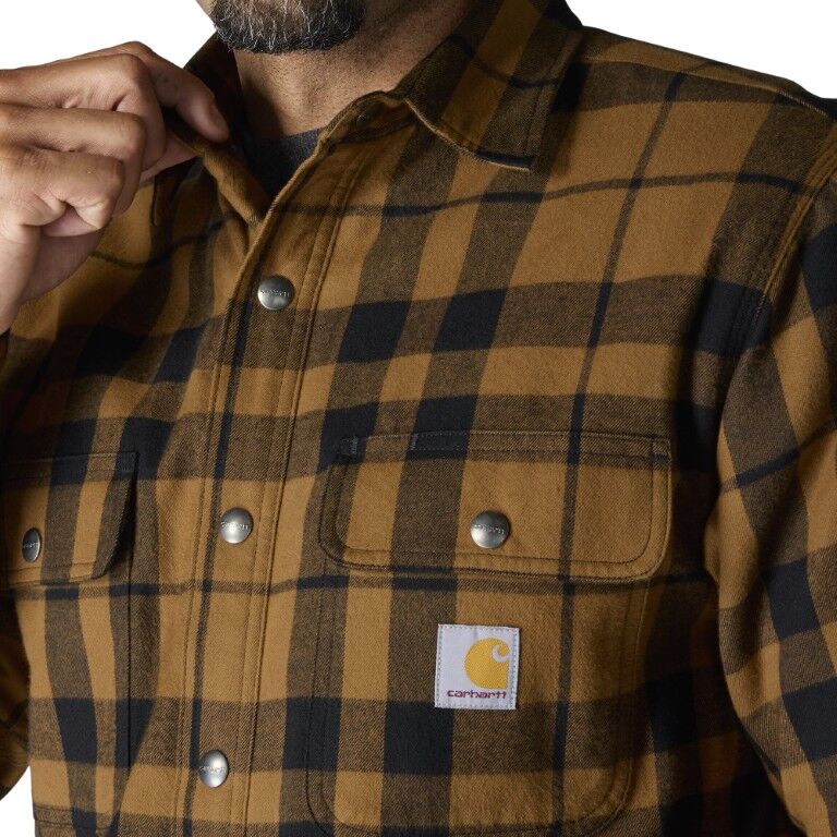 Carhartt Men's Relaxed Fit Flannel Sherpa Lined Shirt Jac