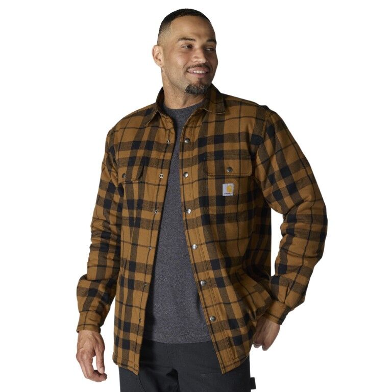 Carhartt Men's Relaxed Fit Flannel Sherpa Lined Shirt Jac