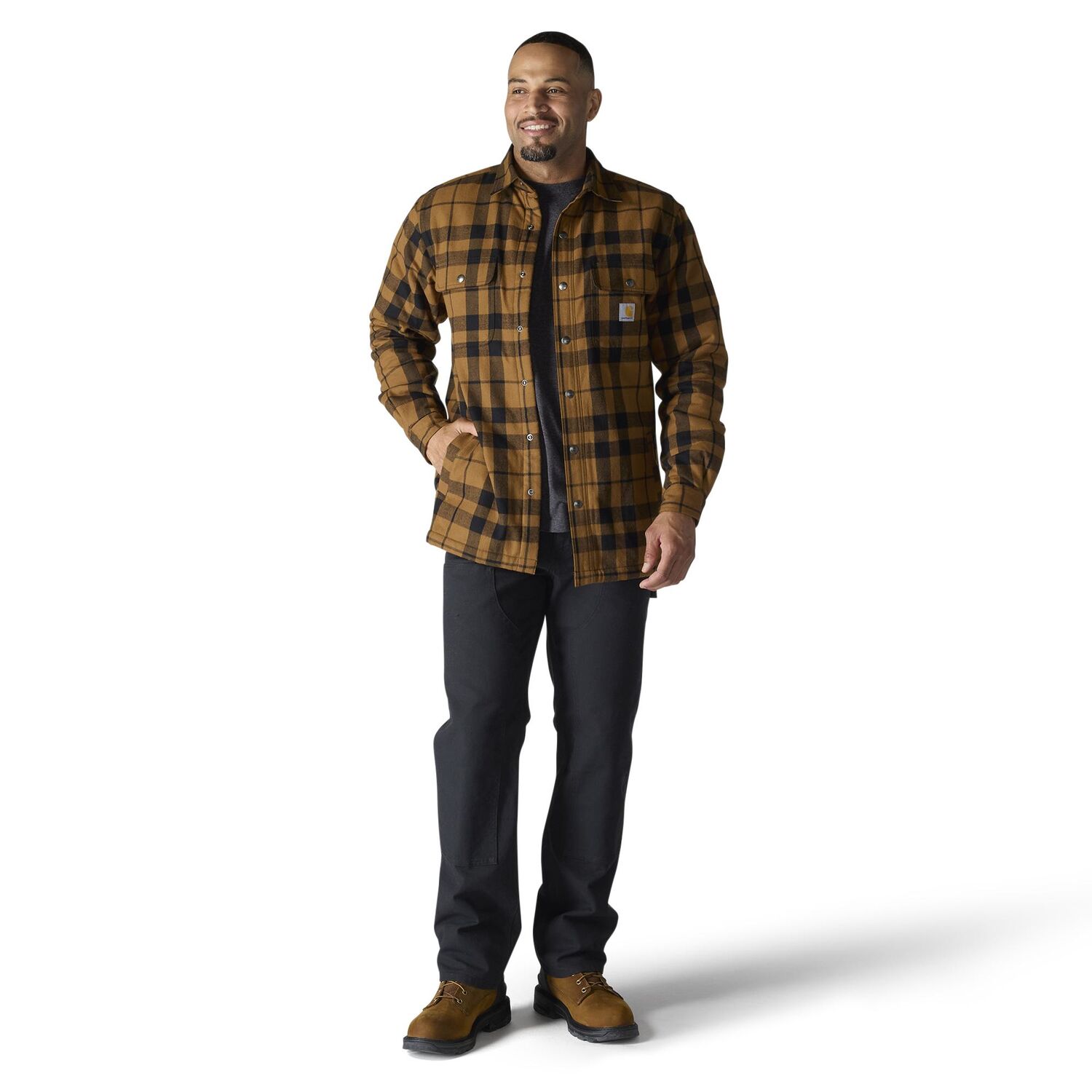 Carhartt Men's Relaxed Fit Flannel Sherpa Lined Shirt Jac