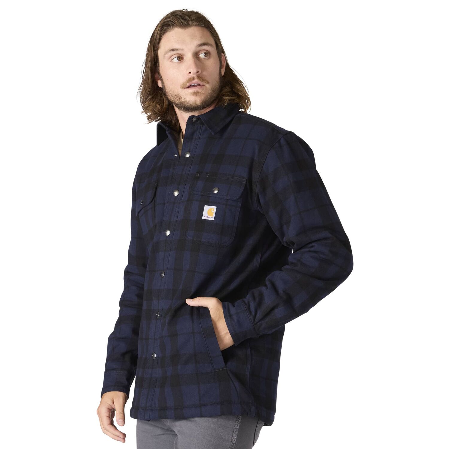 Carhartt Men's Relaxed Fit Flannel Sherpa Lined Shirt Jac
