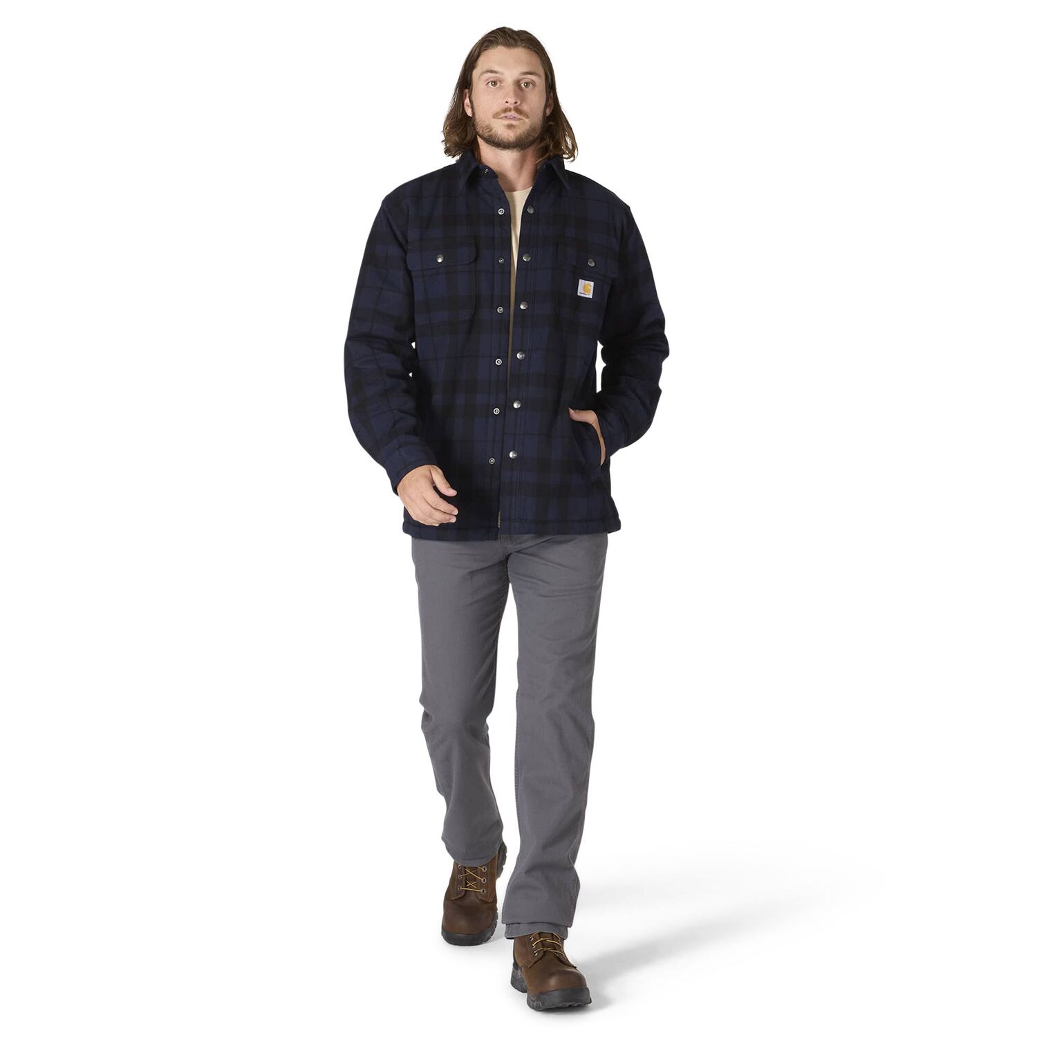 Carhartt Men's Relaxed Fit Flannel Sherpa Lined Shirt Jac