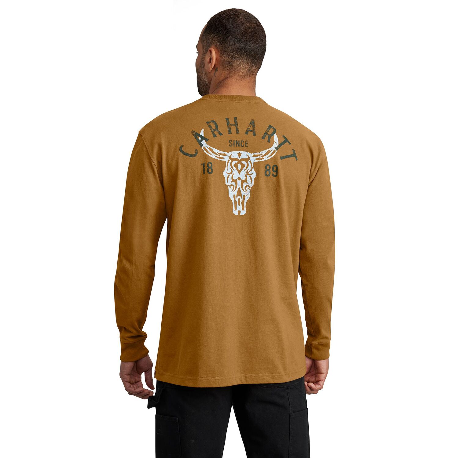 Carhartt Men's Loose Fit Heavyweight Long Sleeve Pocket Longhorn Graphic T-Shirt