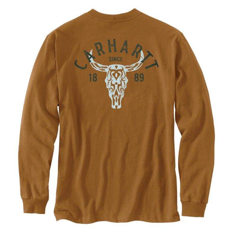 Carhartt Men's Loose Fit Heavyweight Long Sleeve Pocket Longhorn Graphic T-Shirt