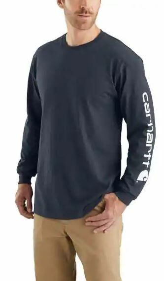 Carhartt Men's Loose Fit Heavyweight Long Sleeve Logo Sleeve Graphic T-Shirt