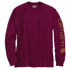 Carhartt Men's Loose Fit Heavyweight Long Sleeve Logo Sleeve Graphic T-Shirt in Port