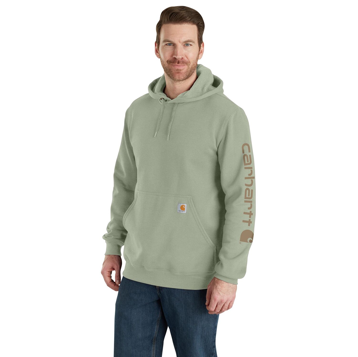 Carhartt Men's Loose Fit Midweight Logo Sleeve Graphic Hoodie