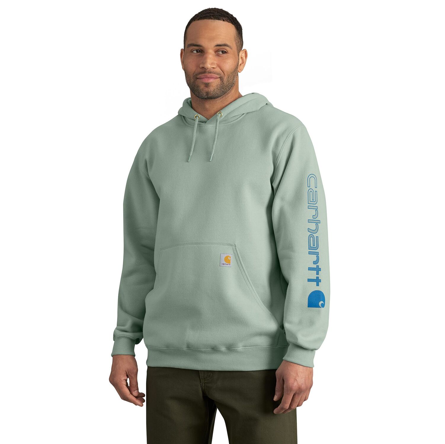 Carhartt Men's Loose Fit Midweight Logo Sleeve Graphic Hoodie