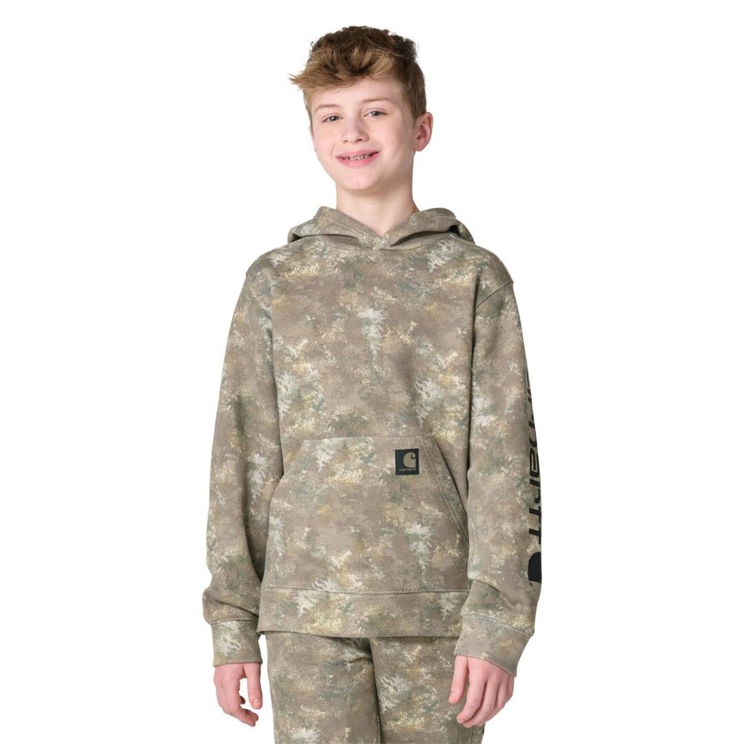 Carhartt Boy's Long Sleeve Hooded Faded Camo Printed Sweatshirt