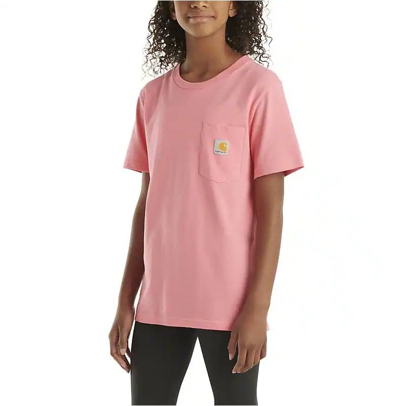 Carhartt Kids' Short Sleeve Pocket T-Shirt in Pink Lemonade