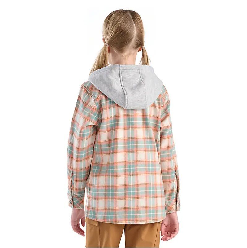 Carhartt Girl's Long Sleeve Flannel Button-Front Hooded Shirt