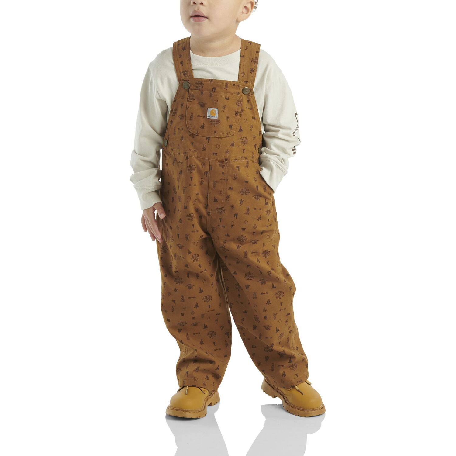 Carhartt Boy's Long Sleeve Bodysuit & Canvas Printed Overall Set