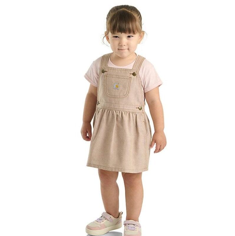 Carhartt Girl's 2-Piece Short Sleeve T-Shirt And Chambray Jumper Set