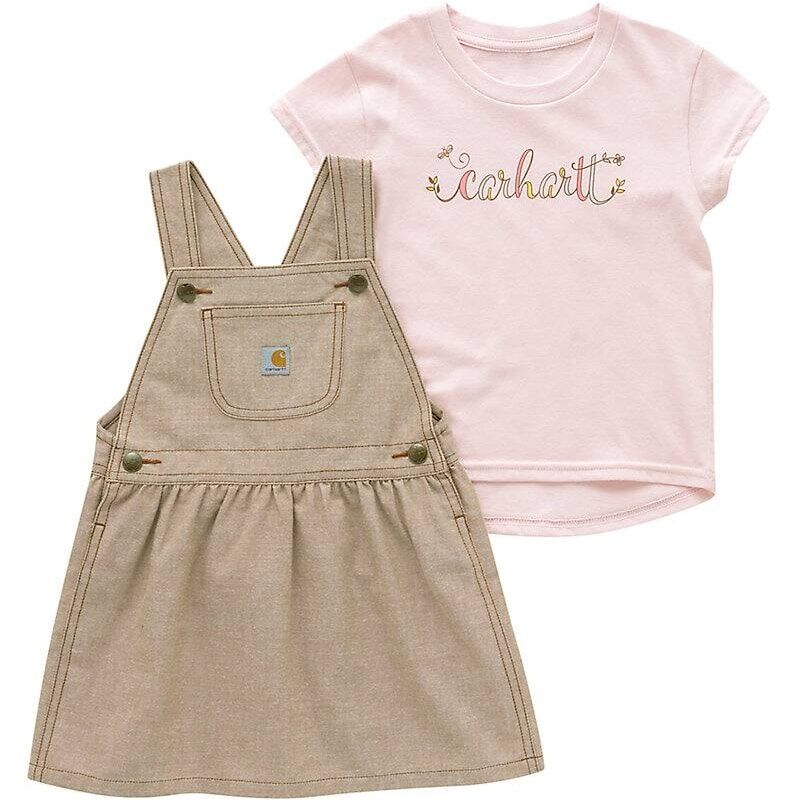 Carhartt Girl's 2-Piece Short Sleeve T-Shirt And Chambray Jumper Set
