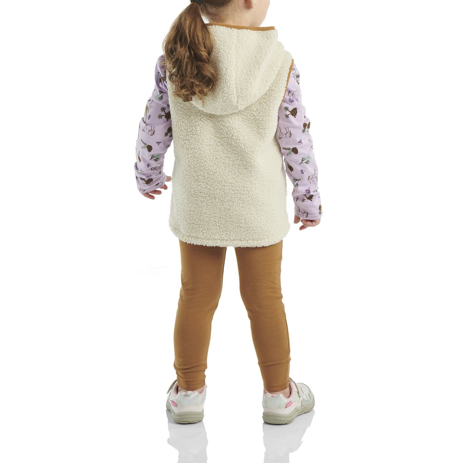 Carhartt Girl's Long Sleeve Printed T-Shirt With Sherpa Vest & Legging Set