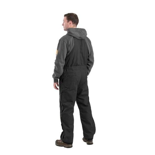 Berne Men's Heartland Insulated Washed Duck Bib Overall in Black