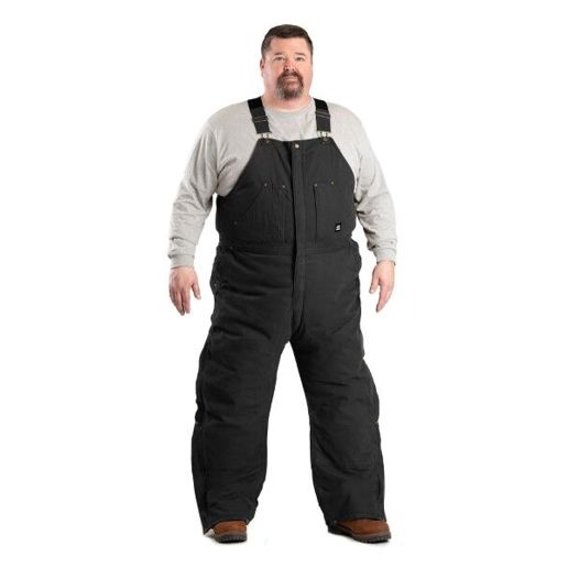 Berne Men's Heartland Insulated Washed Duck Bib Overall in Black