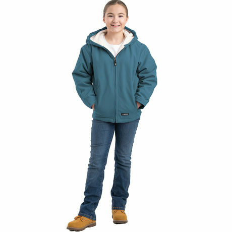 Berne Girls Loose Fit Softstone Hooded Coat in Steel Blue