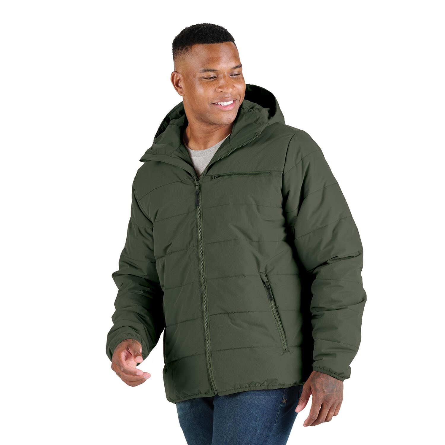 Berne Men's Channel Quilt Ripstop Hooded Jacket