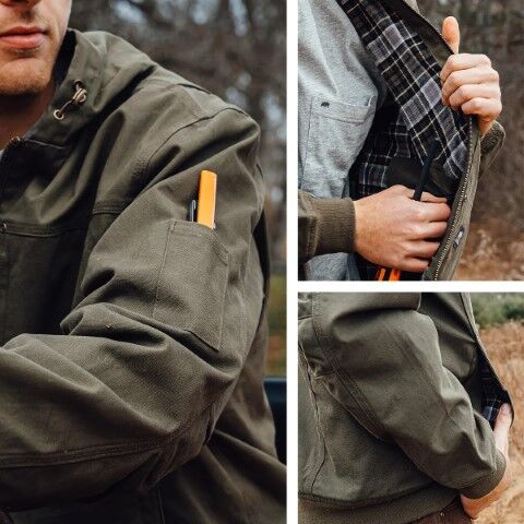 Berne Men's Duck Flannel Lined Hooded Work Jacket