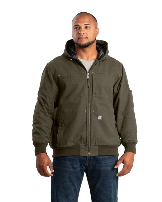 Berne Men's Duck Flannel Lined Hooded Work Jacket