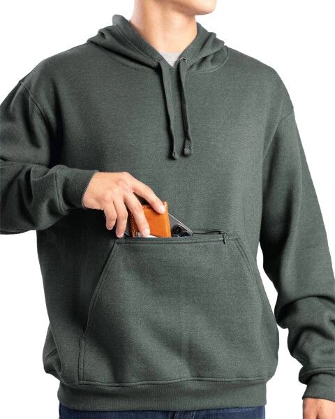 Berne Men's Zippered Pocket Hooded Pullover Sweatshirt