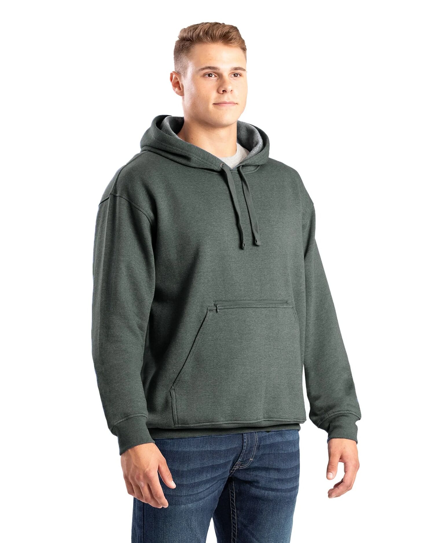 Berne Men's Zippered Pocket Hooded Pullover Sweatshirt