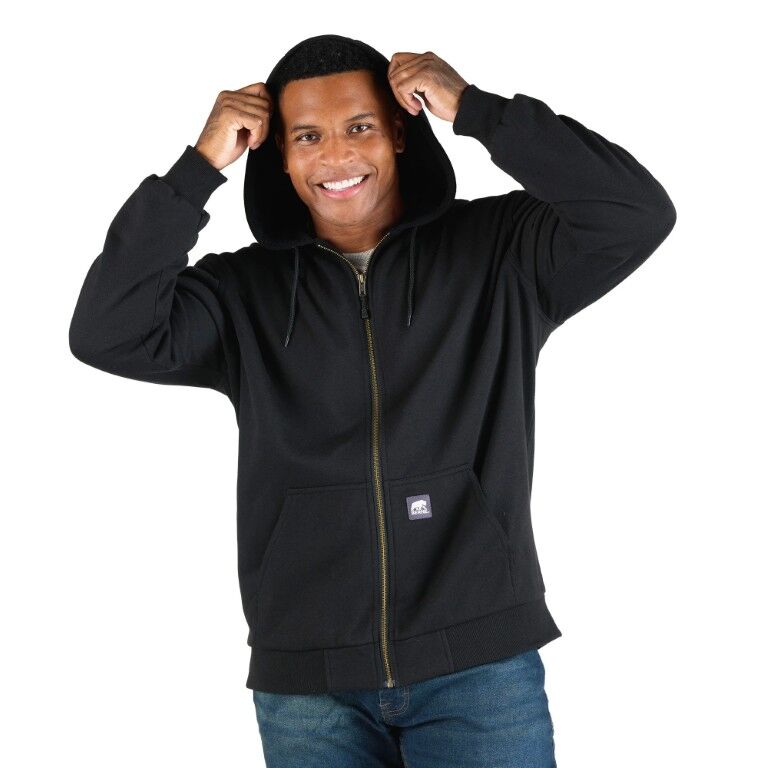 Berne Men's Heritage Grid Fleece Lined Full Zip Hooded Sweatshirt