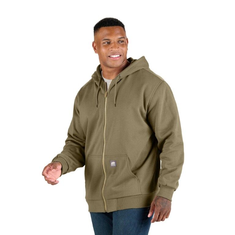 Berne Men's Heritage Grid Fleece Lined Full Zip Hooded Sweatshirt