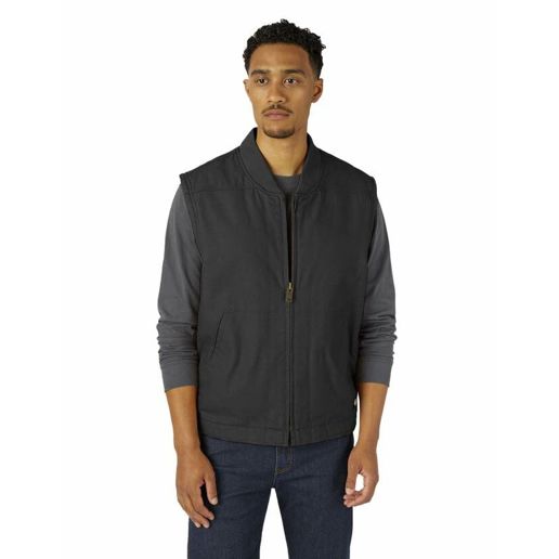 Dickies Men's Sherpa Lined Duck Vest in Rinsed Black