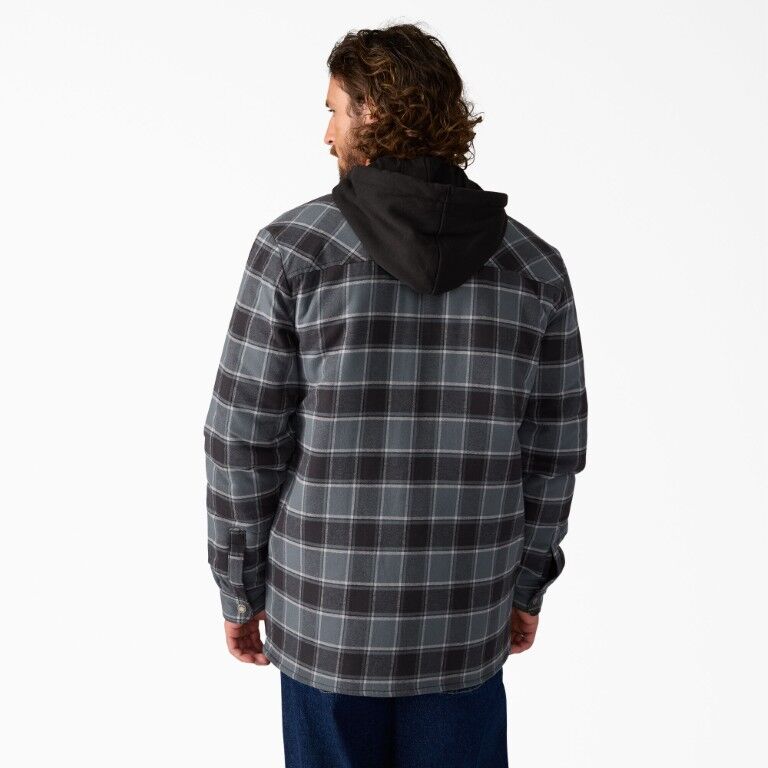Dickies Men's Water Repellent Flannel Hooded Shirt Jacket