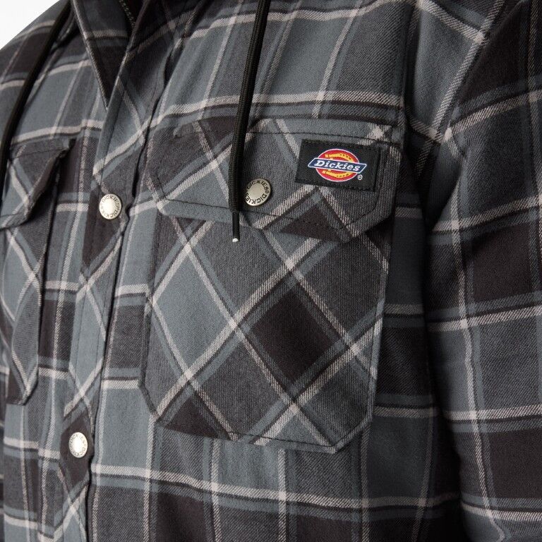 Dickies Men's Water Repellent Flannel Hooded Shirt Jacket