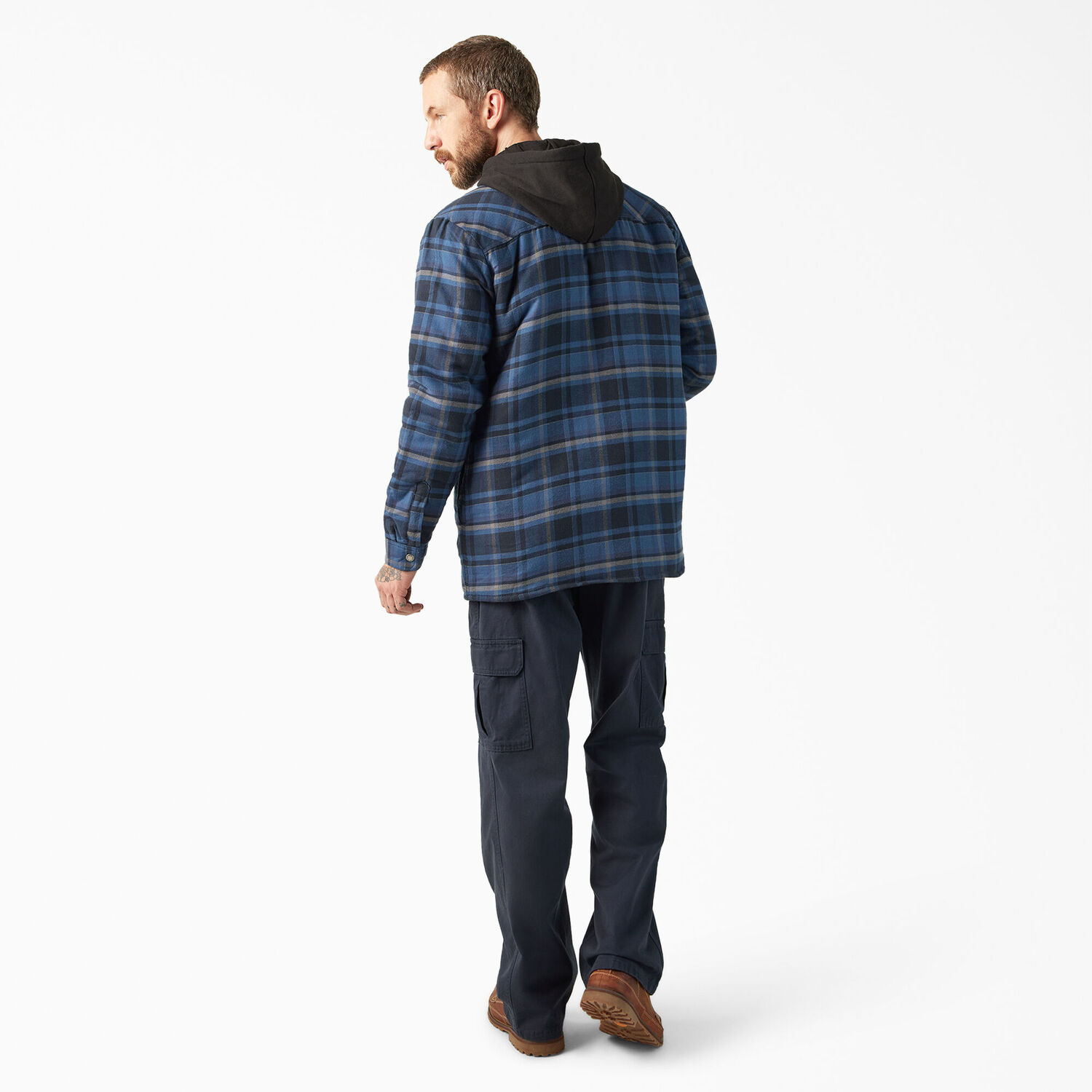 Dickies Men's Water Repellent Flannel Hooded Shirt Jacket