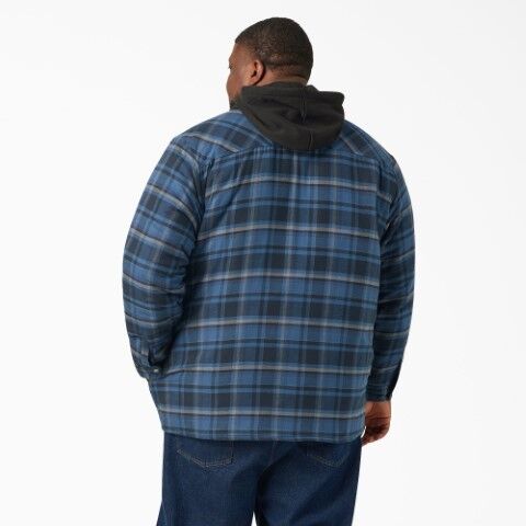 Dickies Men's Water Repellent Flannel Hooded Shirt Jacket