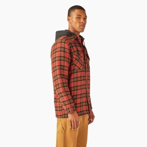 Dickies Men's Water Repellent Flannel Hooded Shirt Jacket
