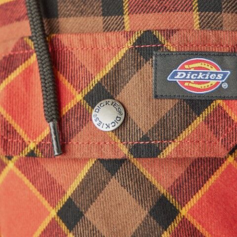 Dickies Men's Water Repellent Flannel Hooded Shirt Jacket