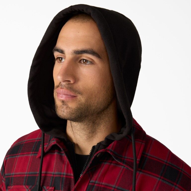 Dickies Men's Water Repellent Flannel Hooded Shirt Jacket