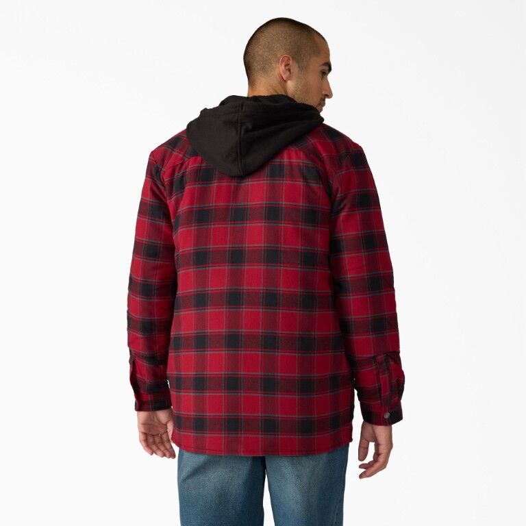 Dickies Men's Water Repellent Flannel Hooded Shirt Jacket