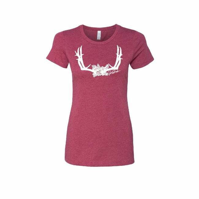Westrek Hunting Women's Floral Antler Short Sleeve Tee Shirt