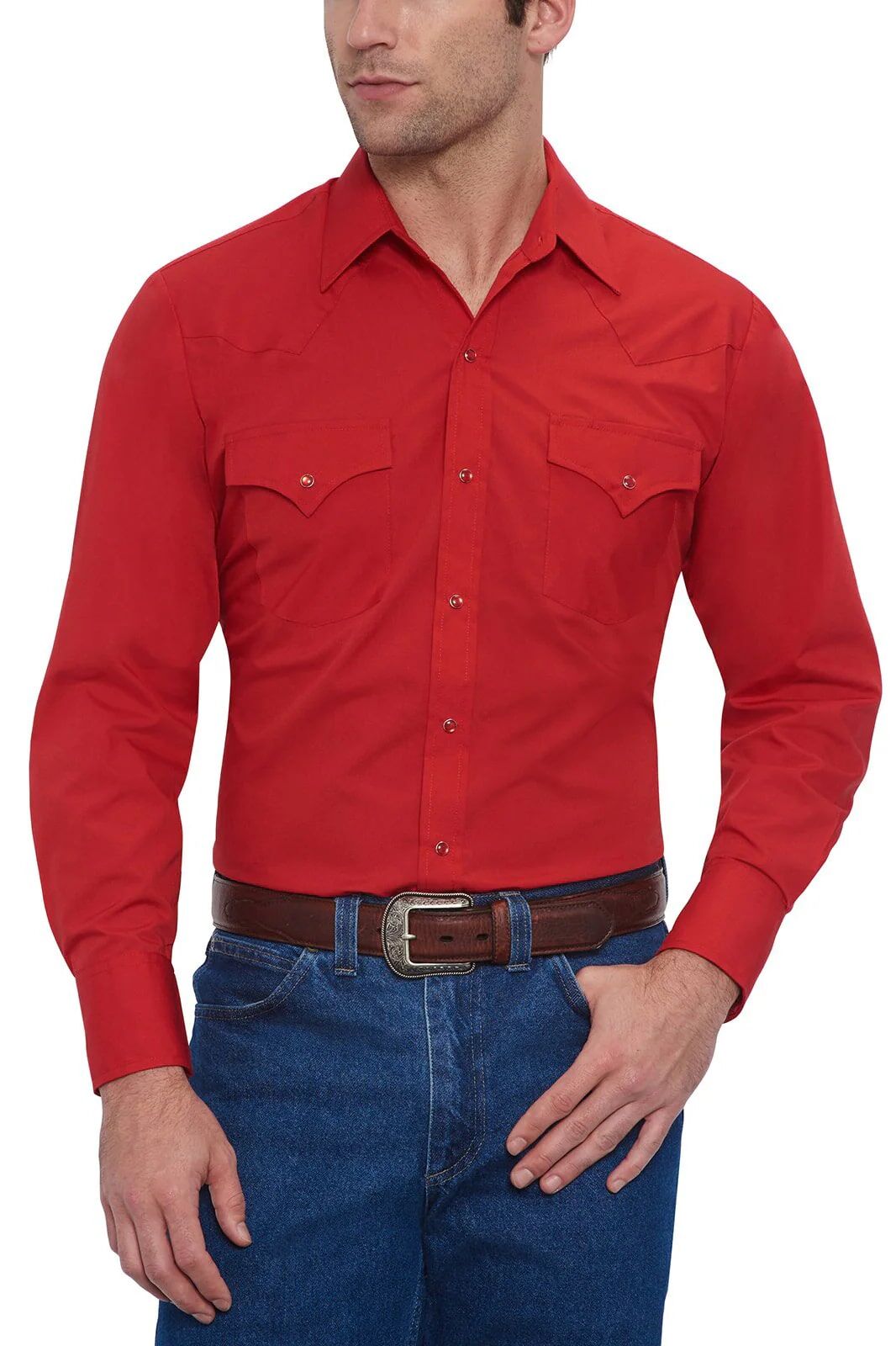 Ely Cattleman Men's Long Sleeve Solid Western Snap Shirt
