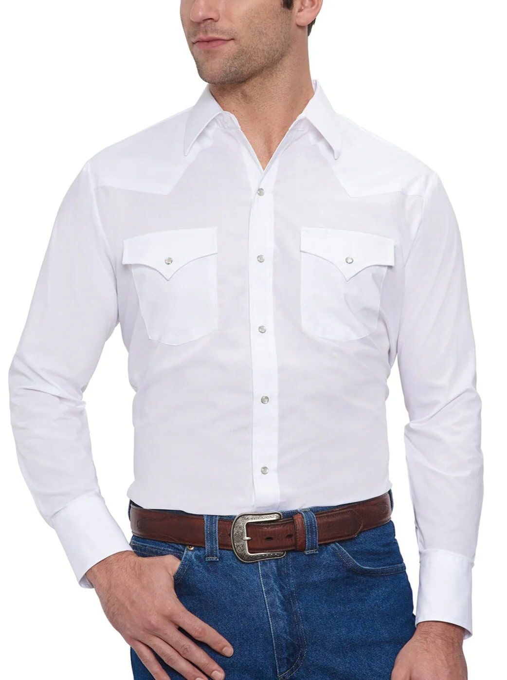 Ely Cattleman Men's Long Sleeve Solid Western Snap Shirt