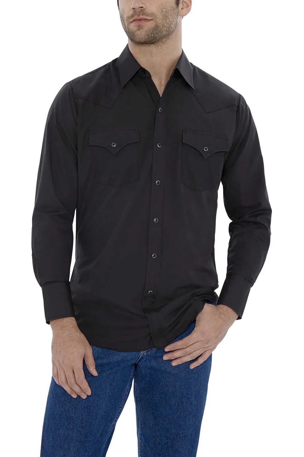 Ely Cattleman Men's Long Sleeve Solid Western Snap Shirt