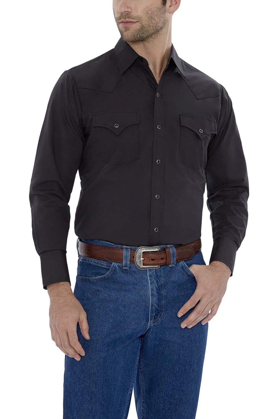 Ely Cattleman Men's Long Sleeve Solid Western Snap Shirt