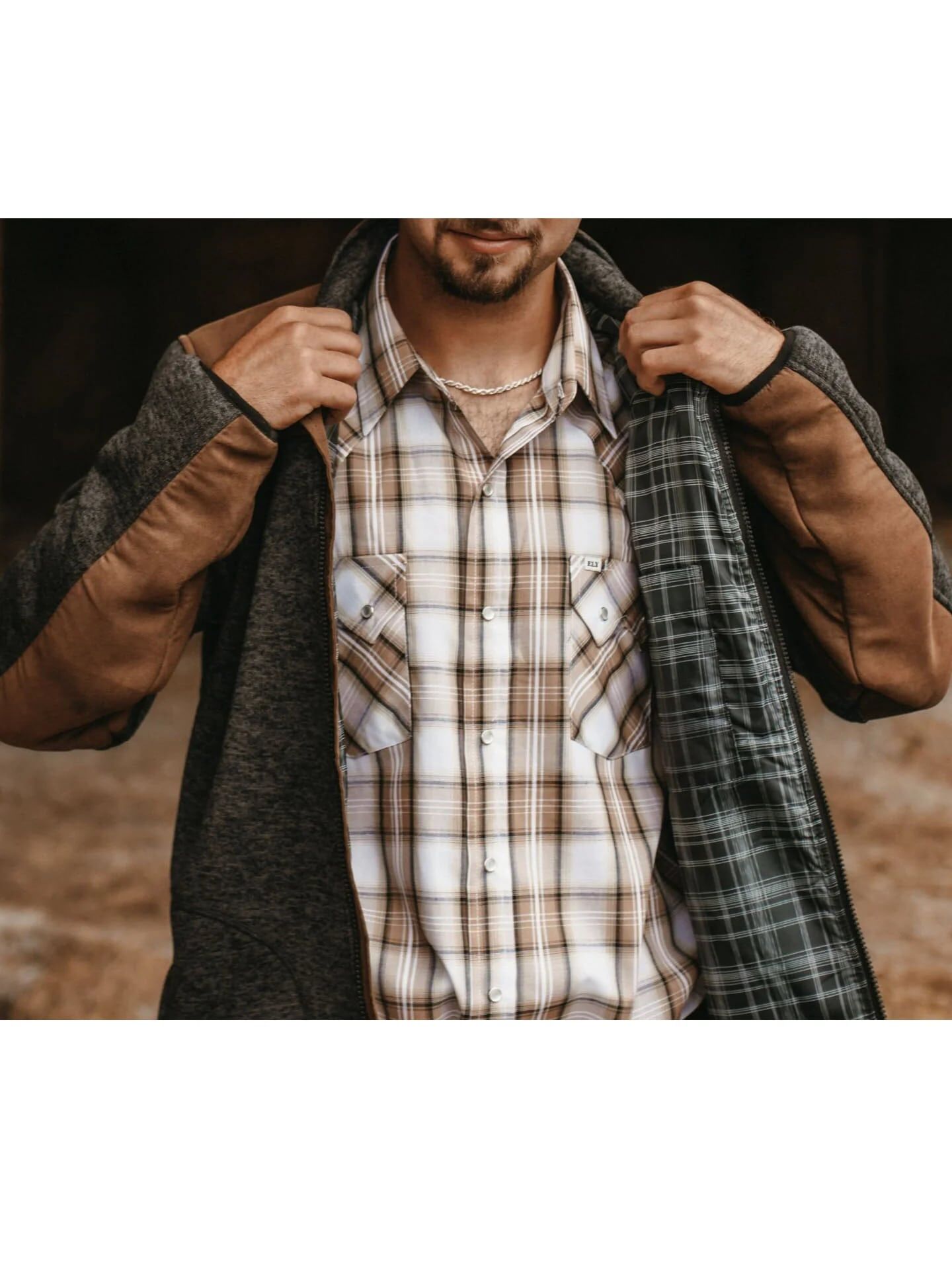 Ely Cattleman Men's Knit Contrast Full Zip Jacket