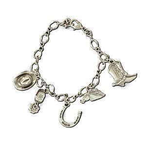 M & F Western Silver Tone Charm Bracelet