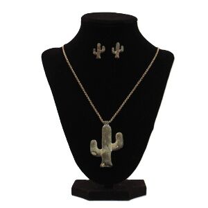 M & F Western Blazin Roxx Cactus Brown Fabric Tassel Jewelry Set
