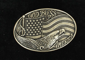 M & F Western American Flag Belt Buckle in Silver