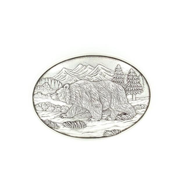M & F Western Men's Nocona Bear In The Mountains Belt Buckle in Silver