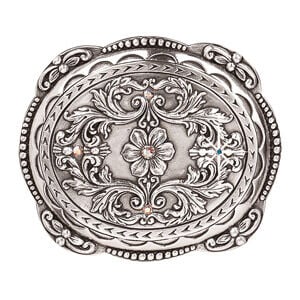 M & F Western Women's Scroll Design Belt Buckle in Silver