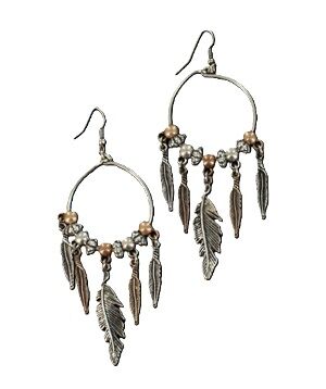 M & F Western Feather Drop Earrings