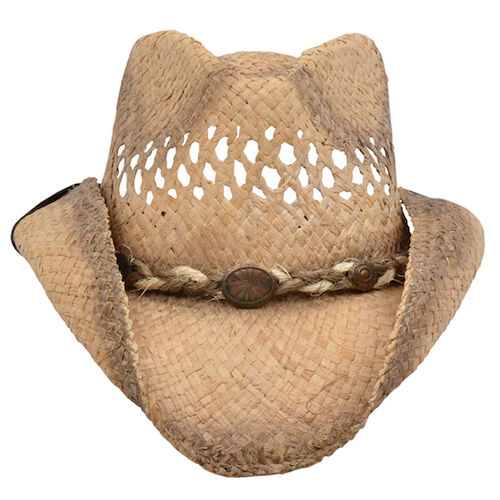Alamo Shapeable Raffia Hat With Hondo Crown in Tan